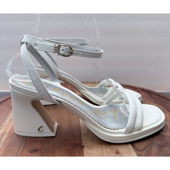 Circus NY by Sam Edelman Shoes - Circus NY by Sam Edelman Wmns 7.5M Holly White Block Heel Ankle Strap‎ Sandals